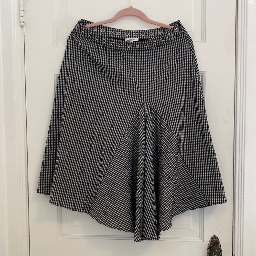 Miaou Black and White Asymmetrical Midi Skirt